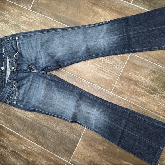 7 For All Mankind Blue Flare Wide Leg Jeans - Picture 4 of 10